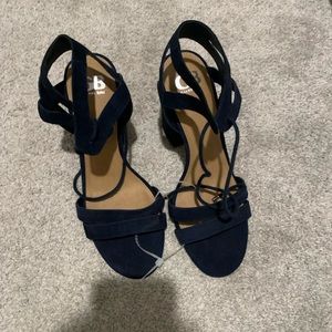 Navy Suede Tie Up Heels